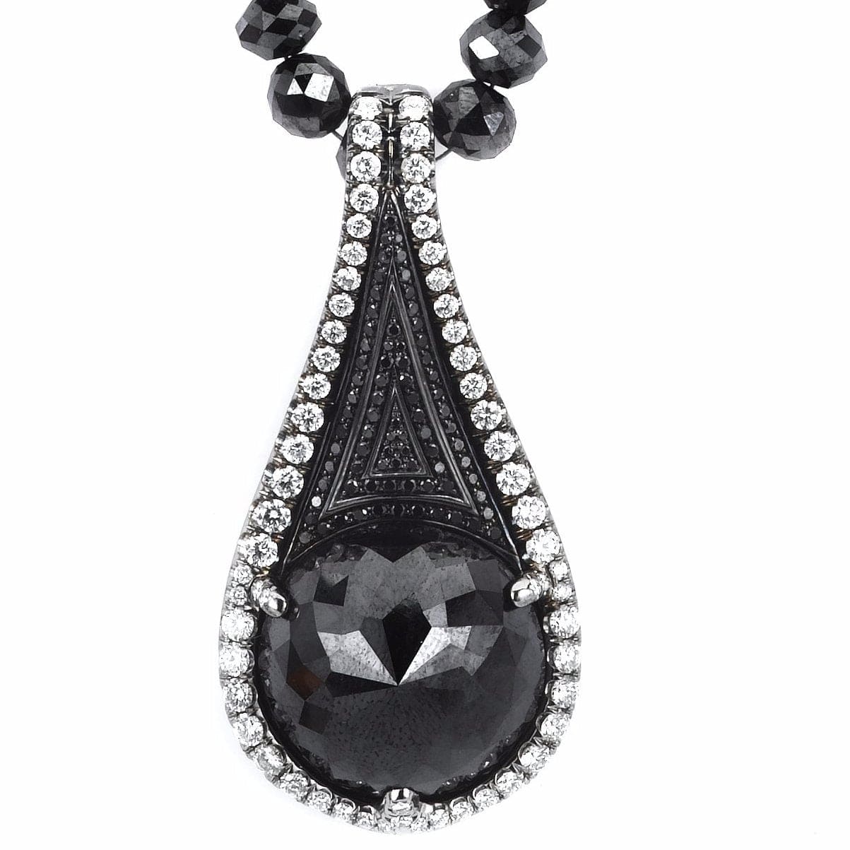 MICHAEL M High Jewelry Black Diamond Tear Drop Pendant and Necklace P196