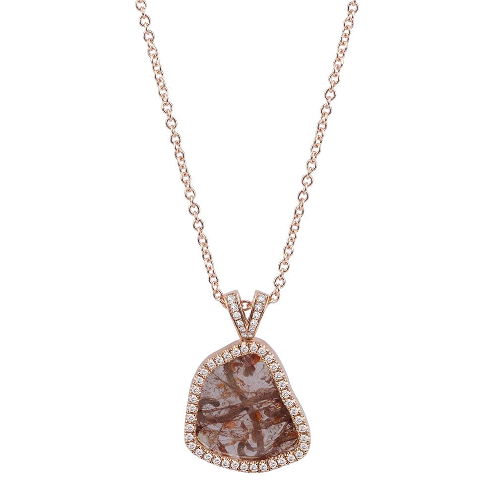 MICHAEL M High Jewelry Brown Raw Diamond Halo Pendant P214