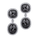 MICHAEL M High Jewelry Double Drop Cushion Black Diamond Earrings ER259