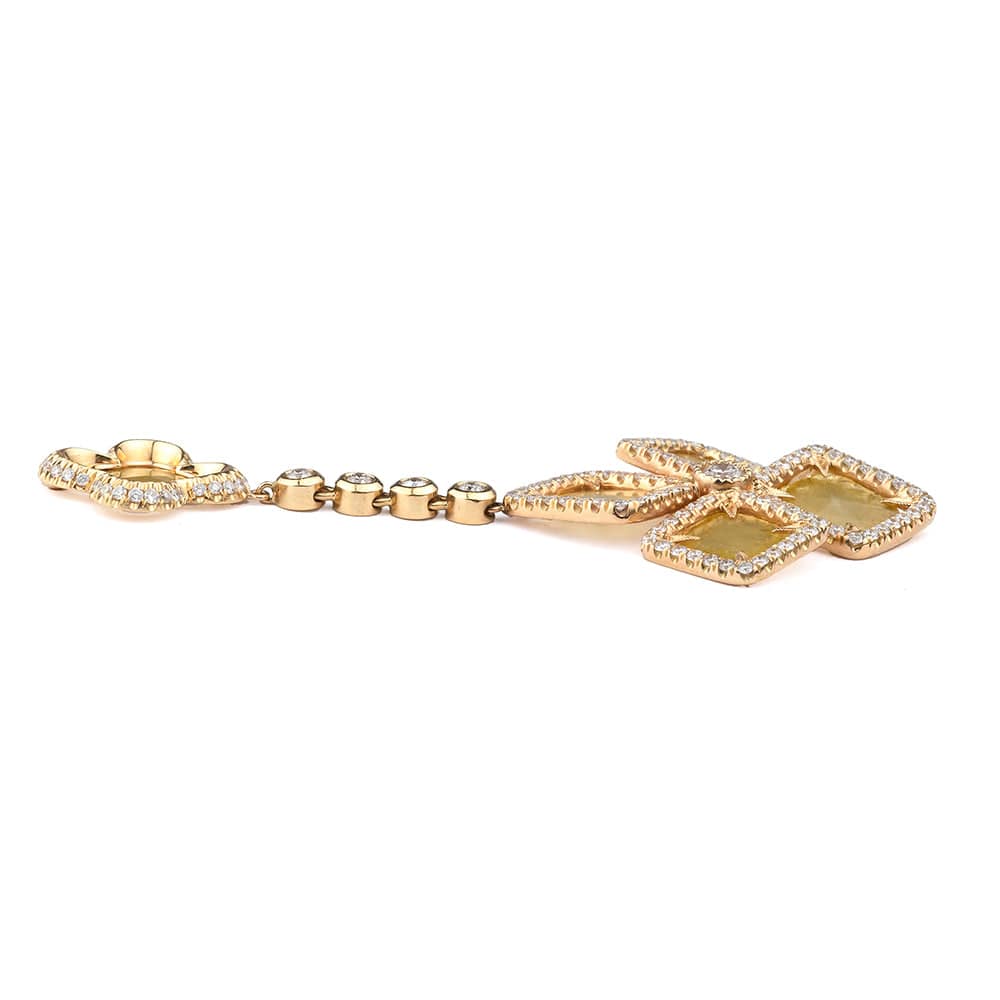 MICHAEL M High Jewelry Mixed-Cut Yellow Diamond Floral Drop Earrings ER213