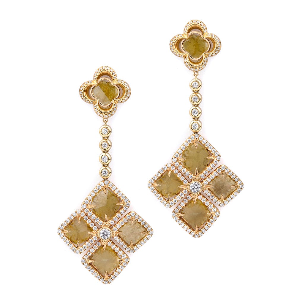 MICHAEL M High Jewelry Mixed-Cut Yellow Diamond Floral Drop Earrings ER213