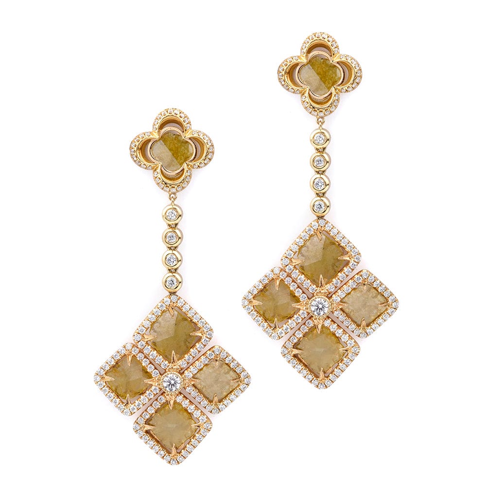 MICHAEL M High Jewelry Mixed-Cut Yellow Diamond Floral Drop Earrings ER213