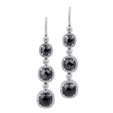 MICHAEL M High Jewelry Triple Drop Cushion Black Diamond Earrings ER225
