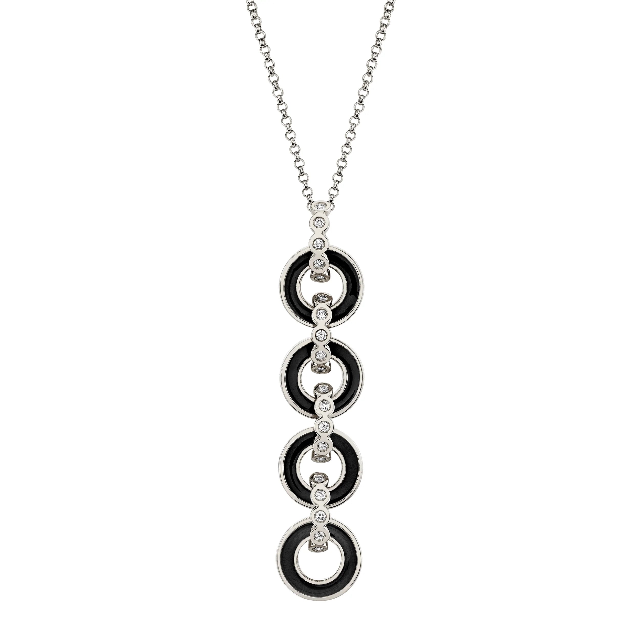 MICHAEL M Necklace 14k White Gold / Black Chroma Arch Drop Pendant P494