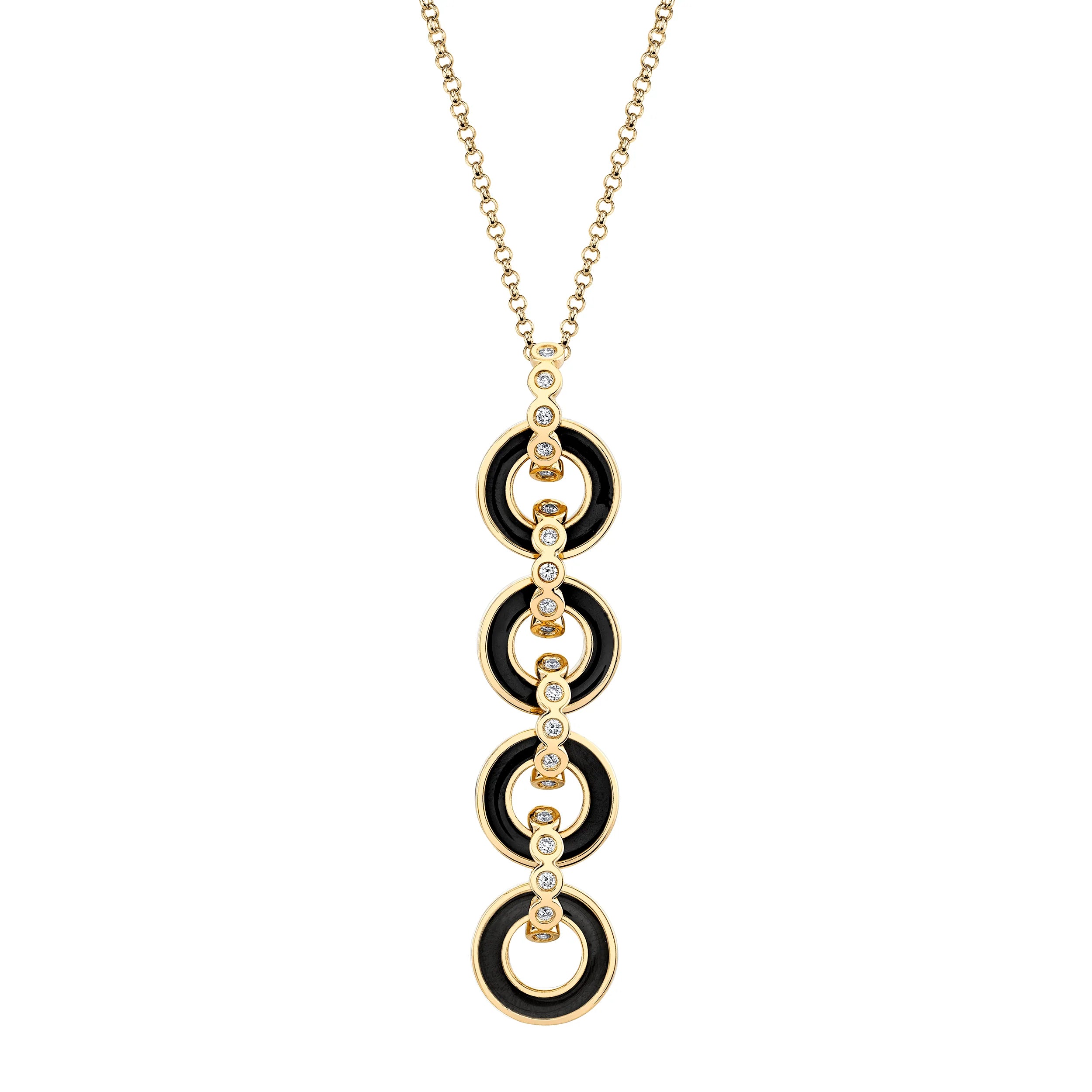 MICHAEL M Necklace 14k Yellow Gold / Black Chroma Arch Drop Pendant P494
