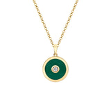 MICHAEL M Necklace 14k Yellow Gold / Green Chroma Bullseye Pendant P488