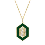 MICHAEL M Necklace 14k Yellow Gold / Green Chroma Pavé Hexagon Pendant P491