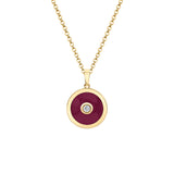 MICHAEL M Necklace 14k Yellow Gold / Magenta Chroma Bullseye Pendant P488