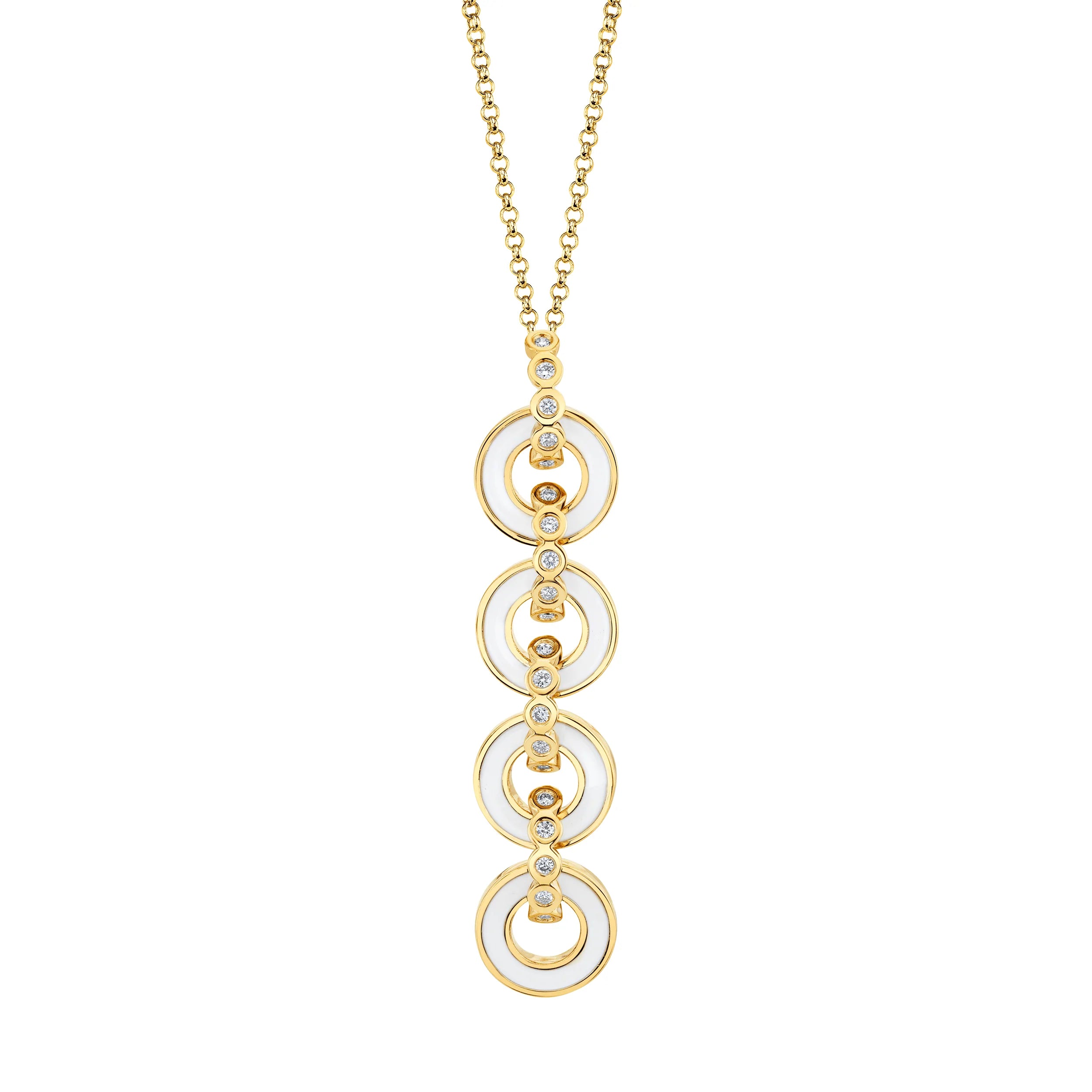 MICHAEL M Necklace 14k Yellow Gold / White Chroma Arch Drop Pendant P494