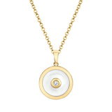 MICHAEL M Necklace 14k Yellow Gold / White Chroma Bullseye Pendant P488
