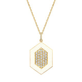 MICHAEL M Necklace 14k Yellow Gold / White Chroma Pavé Hexagon Pendant P491