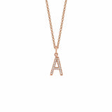 MICHAEL M Necklaces 14K Rose Gold / A Diamond Initial Pendant P141-RG-A