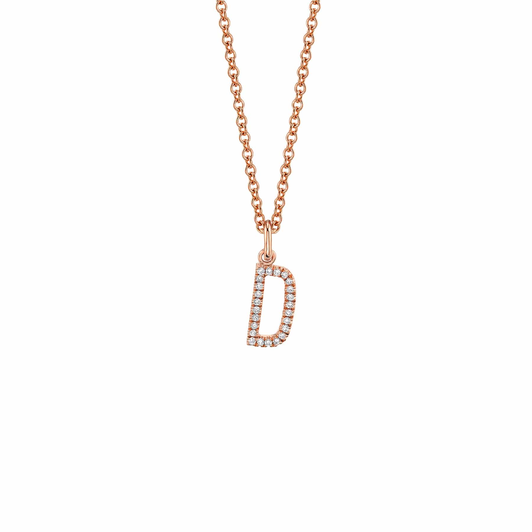 MICHAEL M Necklaces 14K Rose Gold / D Diamond Initial Pendant P141-RG-D