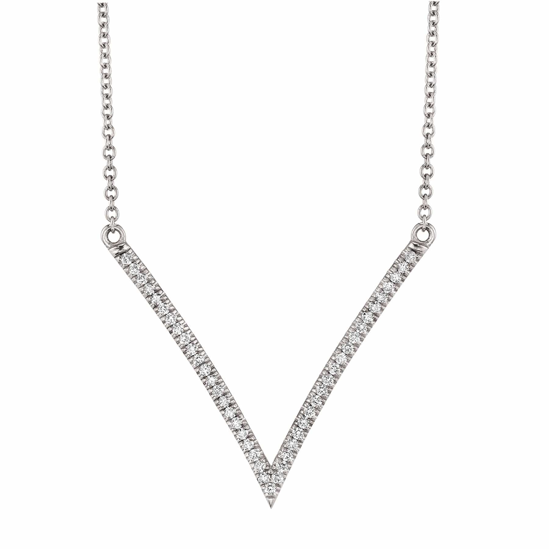 MICHAEL M Necklaces 14K Rose Gold Diamond V Pendant P218RG