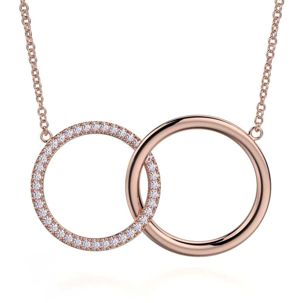 MICHAEL M Necklaces 14K Rose Gold Double Diamond Circle Necklace P219RG