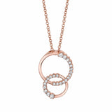 MICHAEL M Necklaces 14K Rose Gold Double Diamond Circle Pendant P221RG