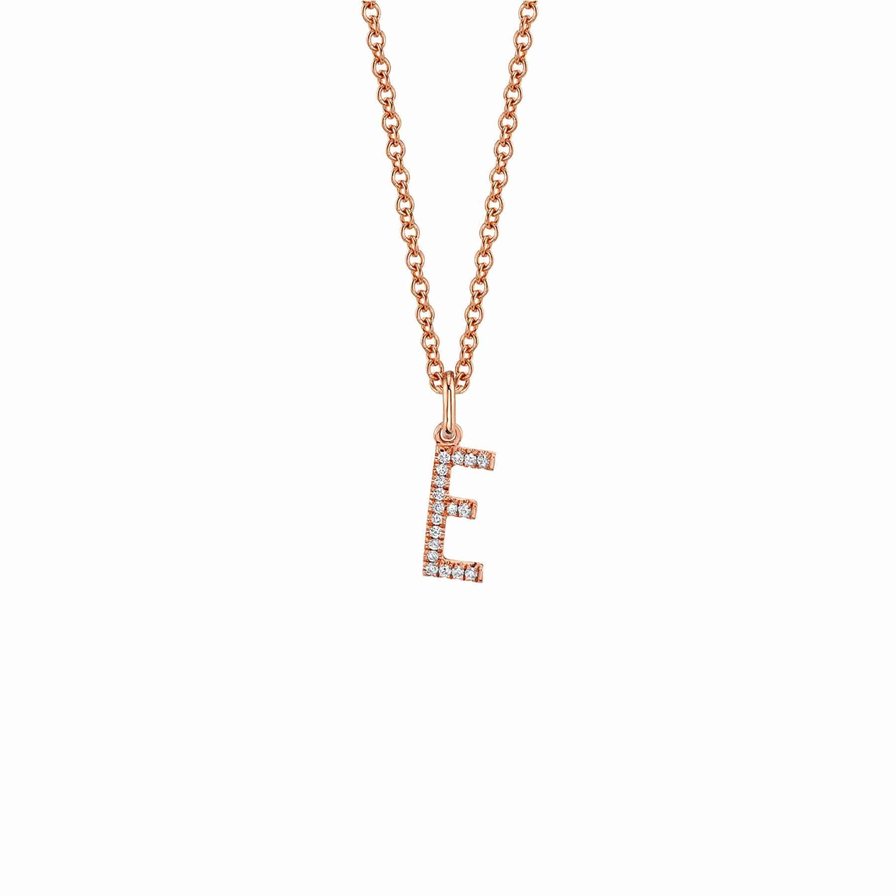 MICHAEL M Necklaces 14K Rose Gold / E Diamond Initial Pendant P141-RG-E
