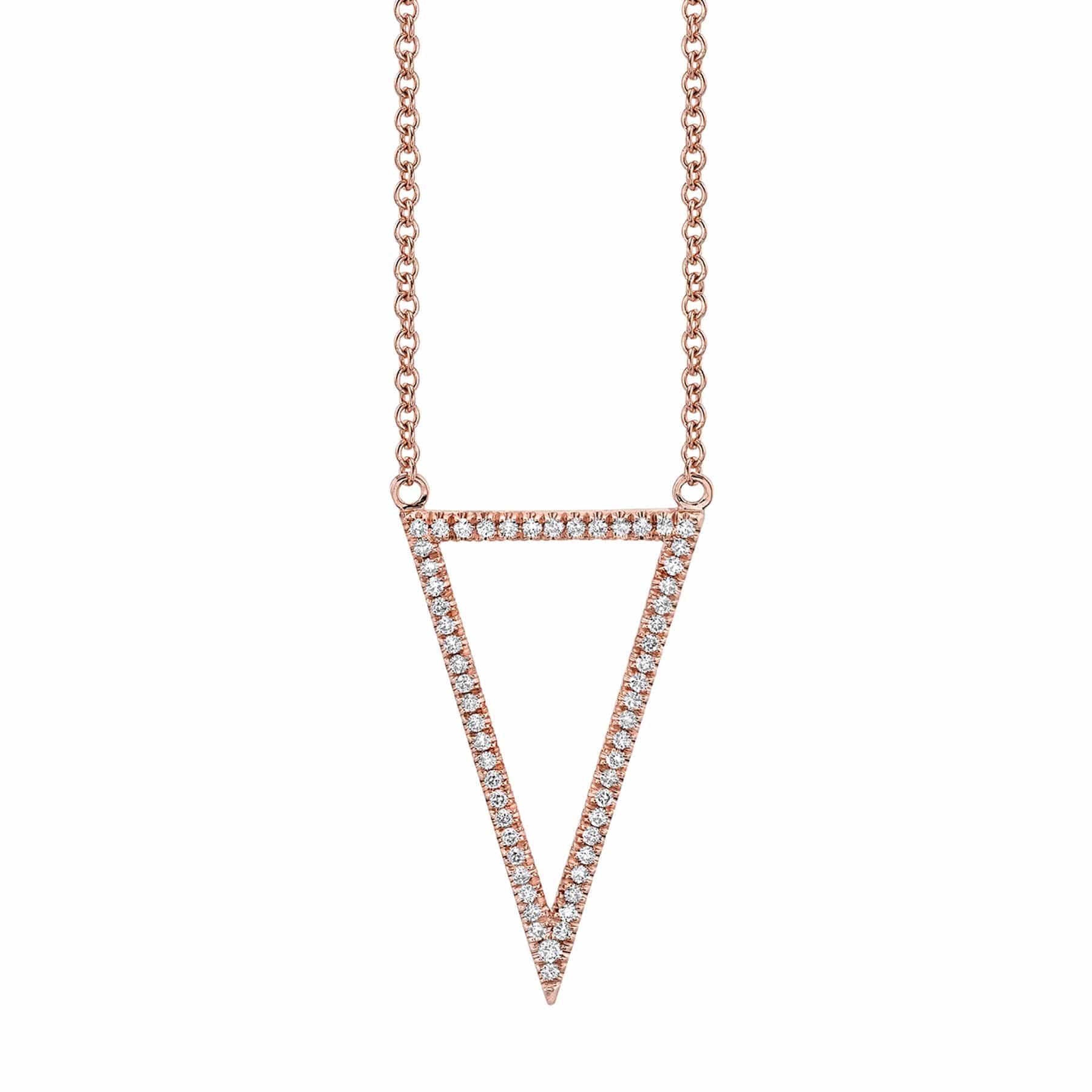 MICHAEL M Necklaces 14K Rose Gold Geometric Triangle Diamond Pendant P226RG