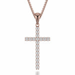 MICHAEL M Necklaces 14K Rose Gold Medium Diamond Cross Pendant P236RG