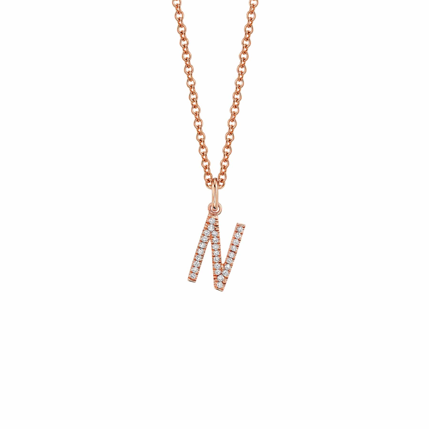 MICHAEL M Necklaces 14K Rose Gold / N Diamond Initial Pendant P141-RG-N