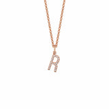 MICHAEL M Necklaces 14K Rose Gold / R Diamond Initial Pendant P141-RG-R