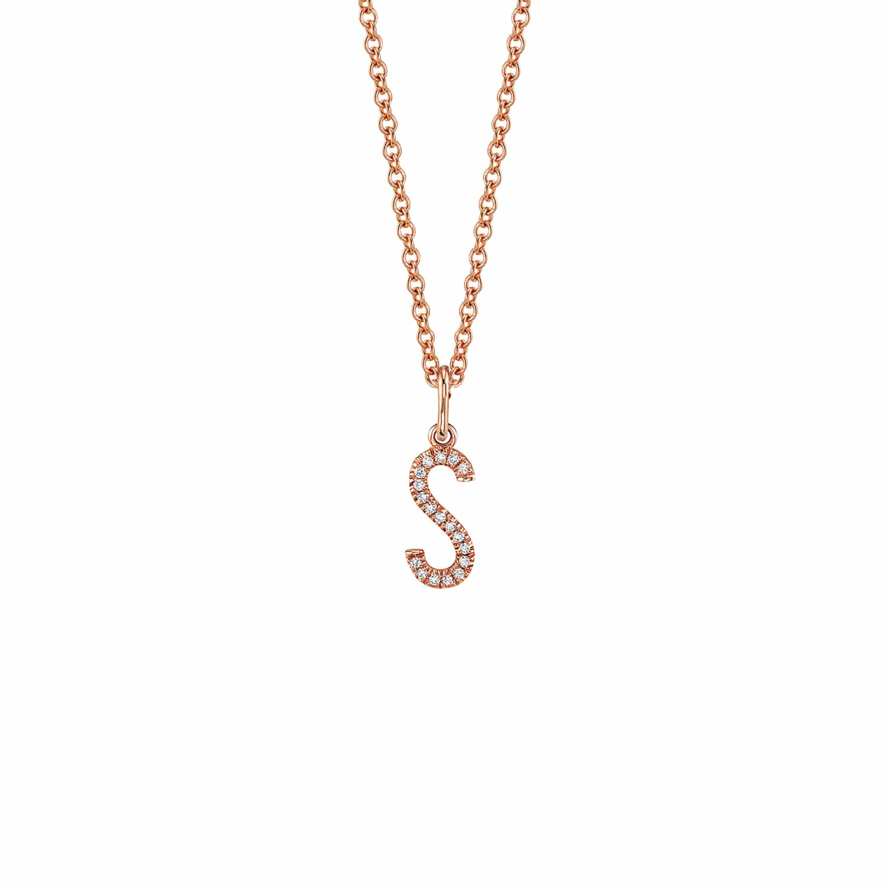 MICHAEL M Necklaces 14K Rose Gold / S Diamond Initial Pendant P141-RG-S