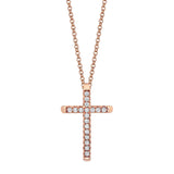 MICHAEL M Necklaces 14K Rose Gold Small Diamond Cross Pendant P139S-RG