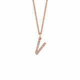 MICHAEL M Necklaces 14K Rose Gold / V Diamond Initial Pendant P141-RG-V
