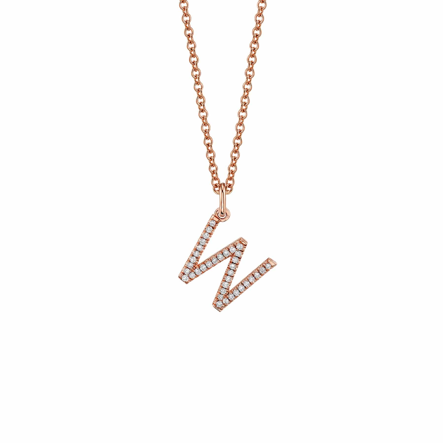 MICHAEL M Necklaces 14K Rose Gold / W Diamond Initial Pendant P141-RG-W