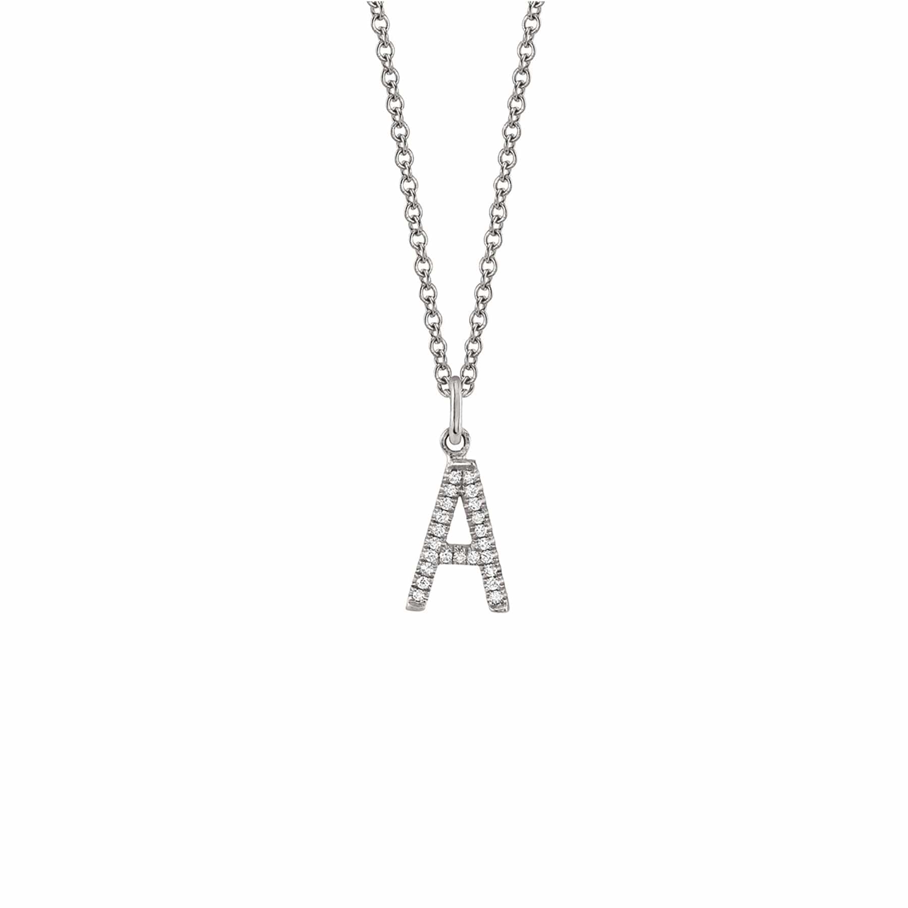 MICHAEL M Necklaces 14K White Gold / A Diamond Initial Pendant P141-WG-A