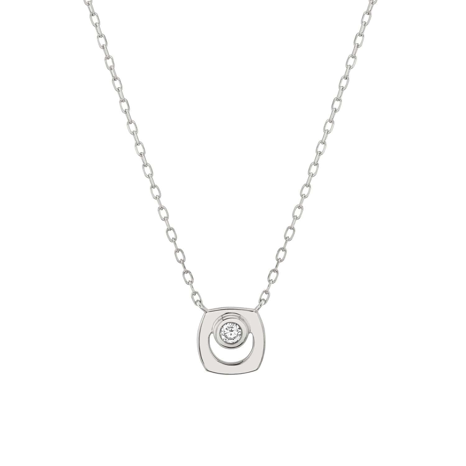 MICHAEL M Necklaces 14K White Gold / Amethyst - February Signature Birthstone Necklace CN435AM