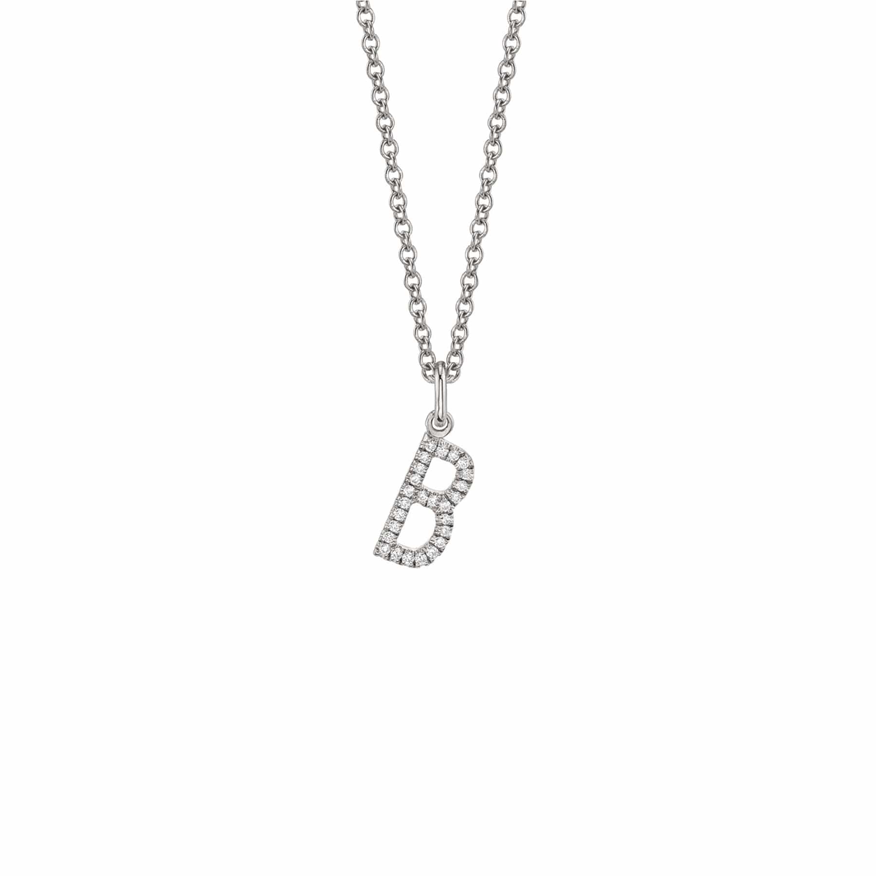 MICHAEL M Necklaces 14K White Gold / B Diamond Initial Pendant P141-WG-B