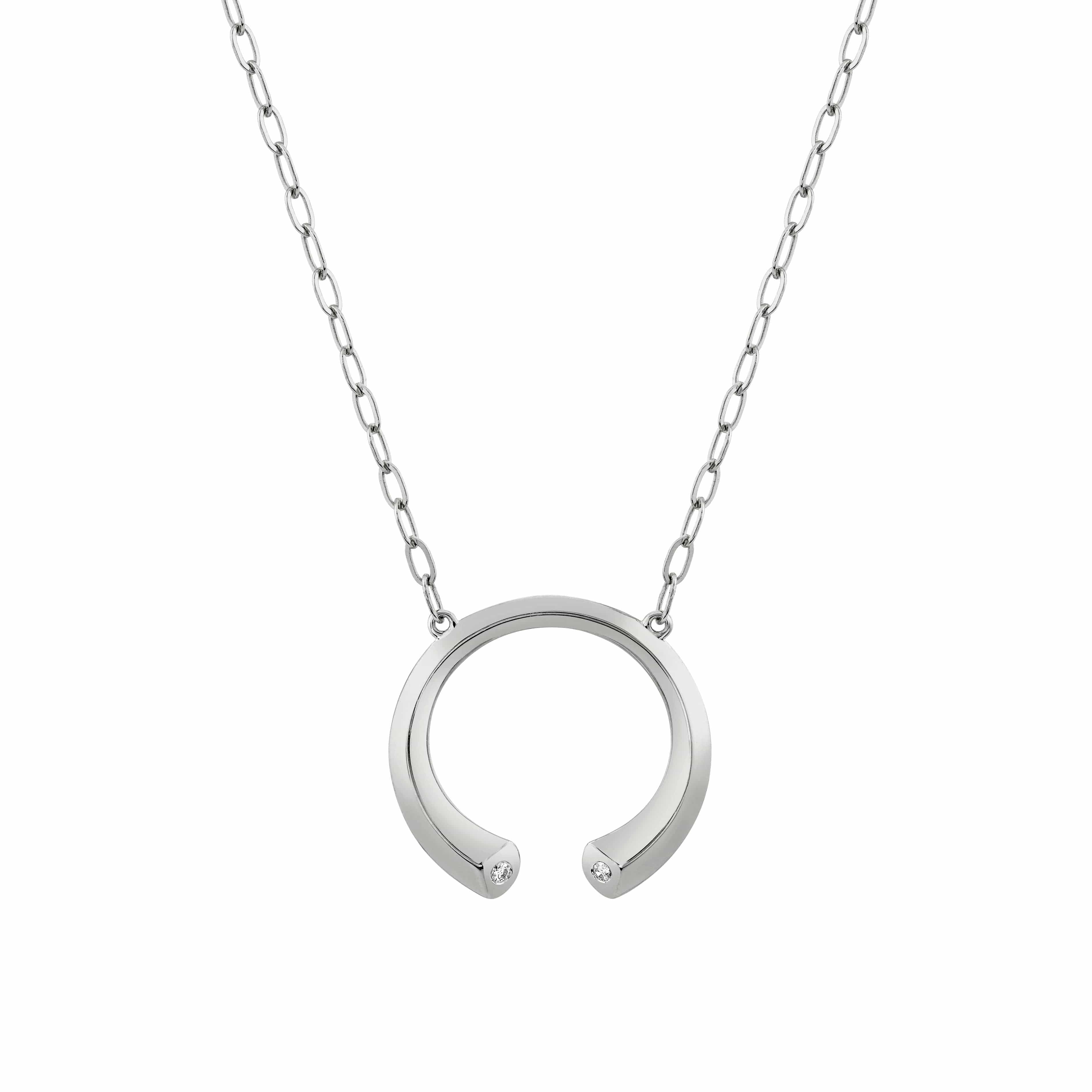 MICHAEL M Necklaces 14K White Gold Carve Knife Edge Necklace