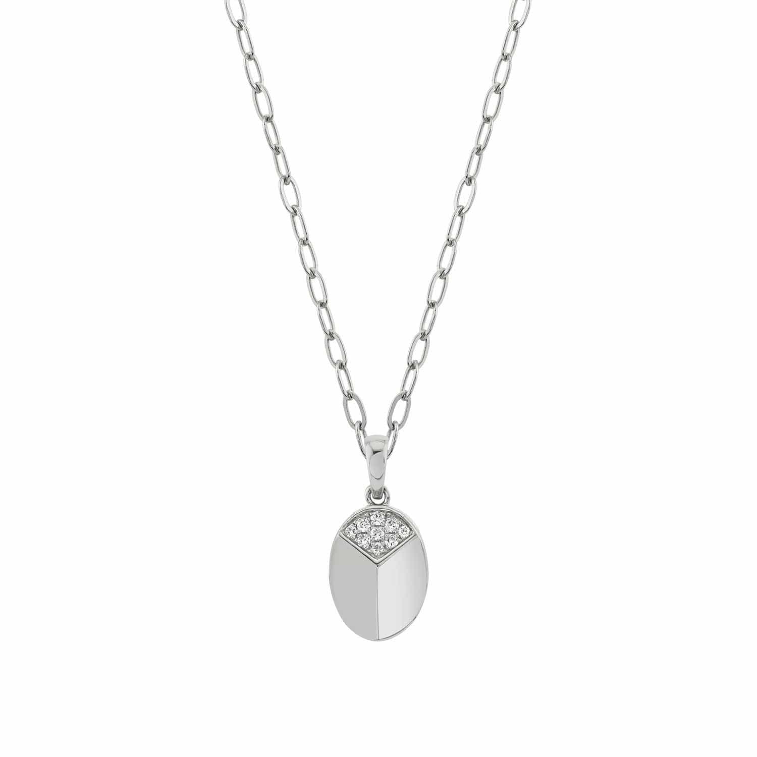 MICHAEL M Necklaces 14K White Gold Carve Pendant with Pavé P453WG