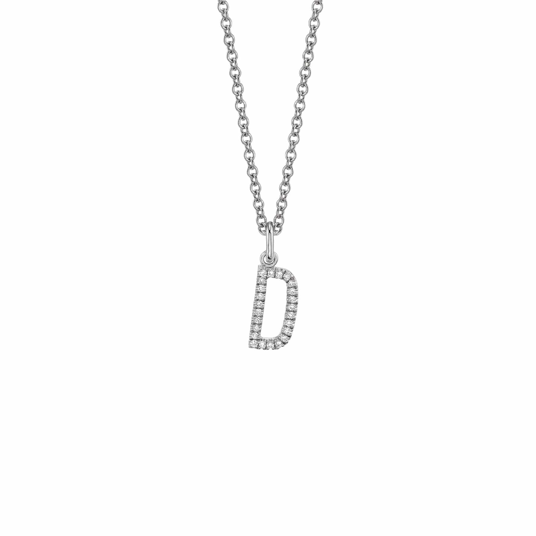 MICHAEL M Necklaces 14K White Gold / D Diamond Initial Pendant P141-WG-D