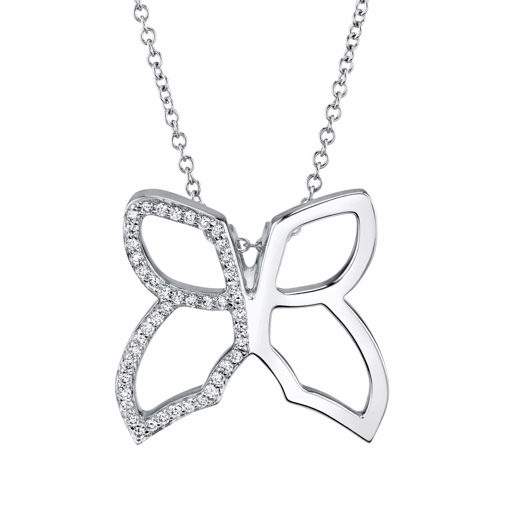 MICHAEL M Necklaces 14K White Gold Diamond Butterfly Pendant Necklace P220WG