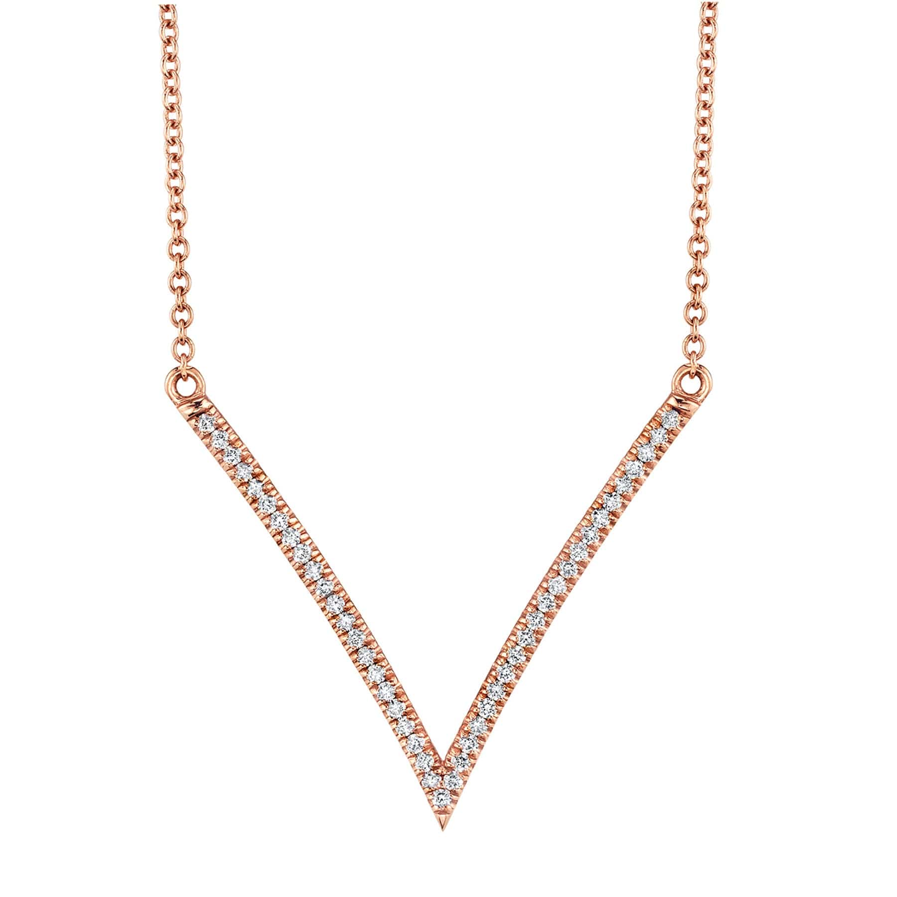MICHAEL M Necklaces 14K White Gold Diamond V Pendant P218WG