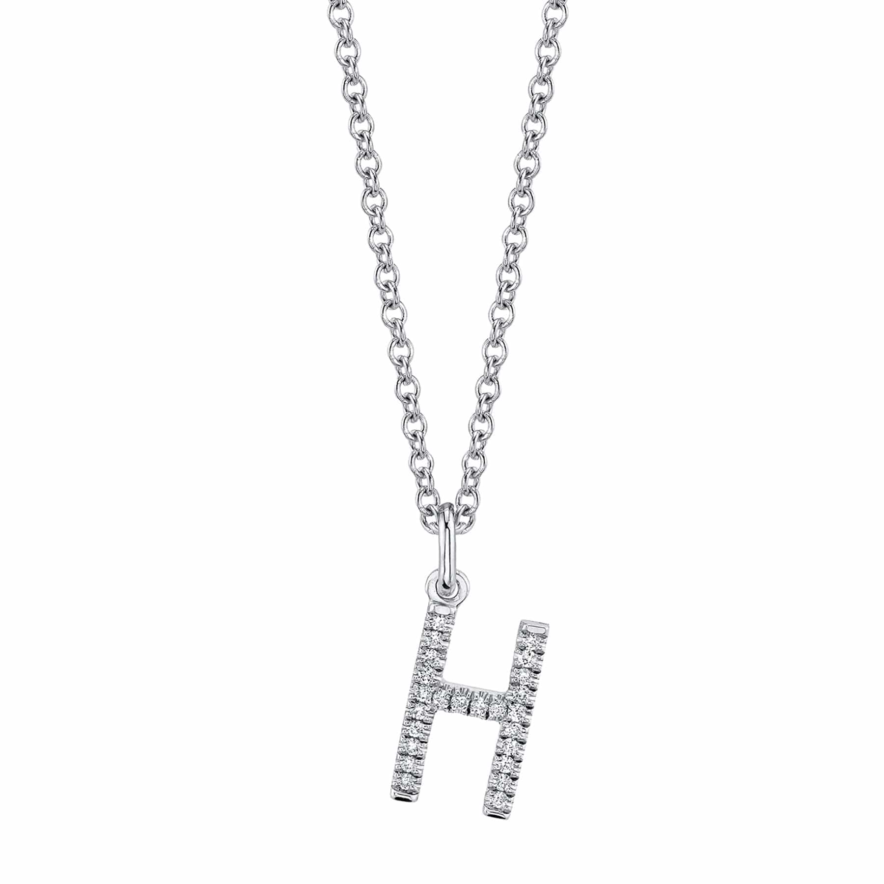 MICHAEL M Necklaces 14K White Gold / H Diamond Initial Pendant P141-WG-H
