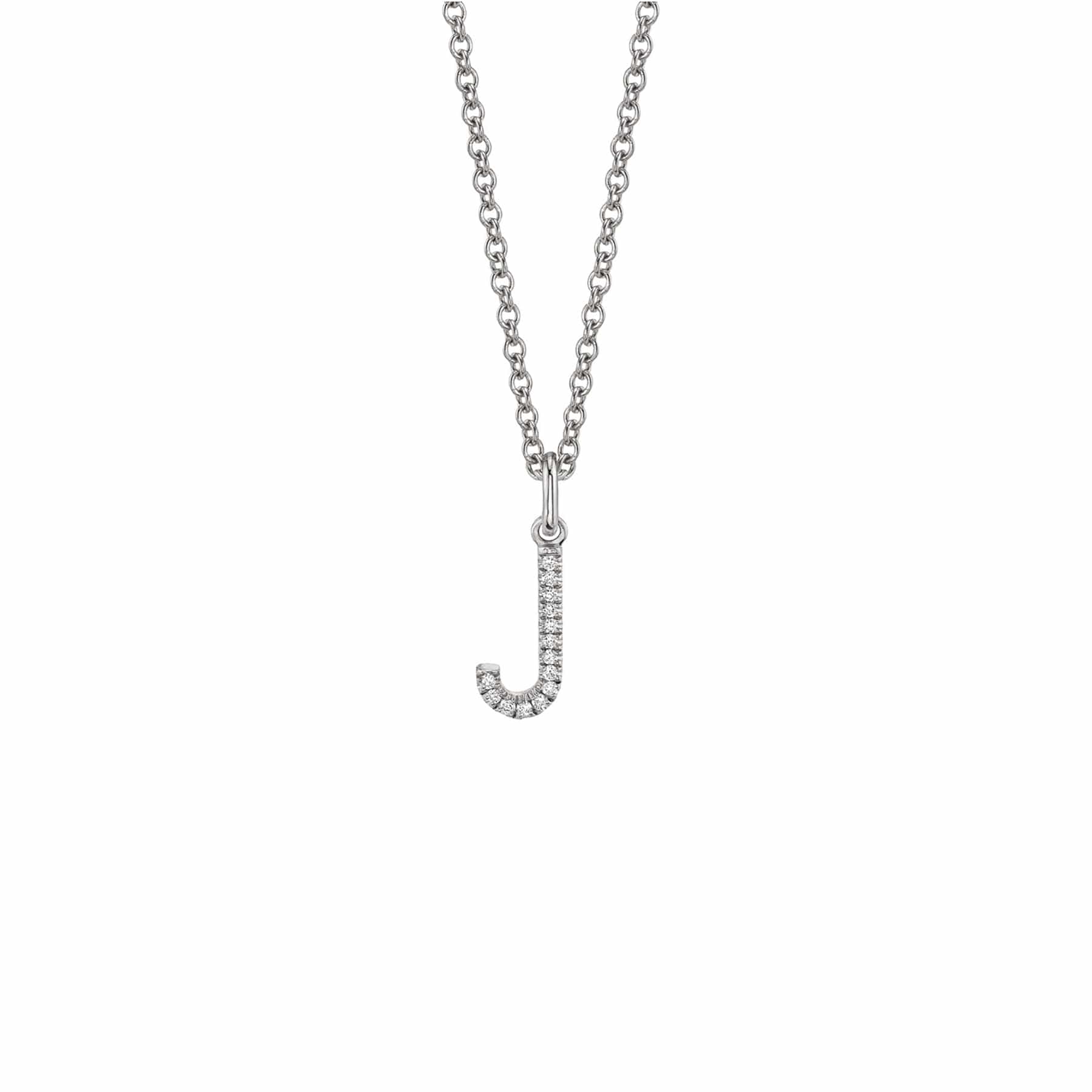 MICHAEL M Necklaces 14K White Gold / J Diamond Initial Pendant P141-WG-J