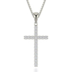 MICHAEL M Necklaces 14K White Gold Medium Diamond Cross Pendant P236WG