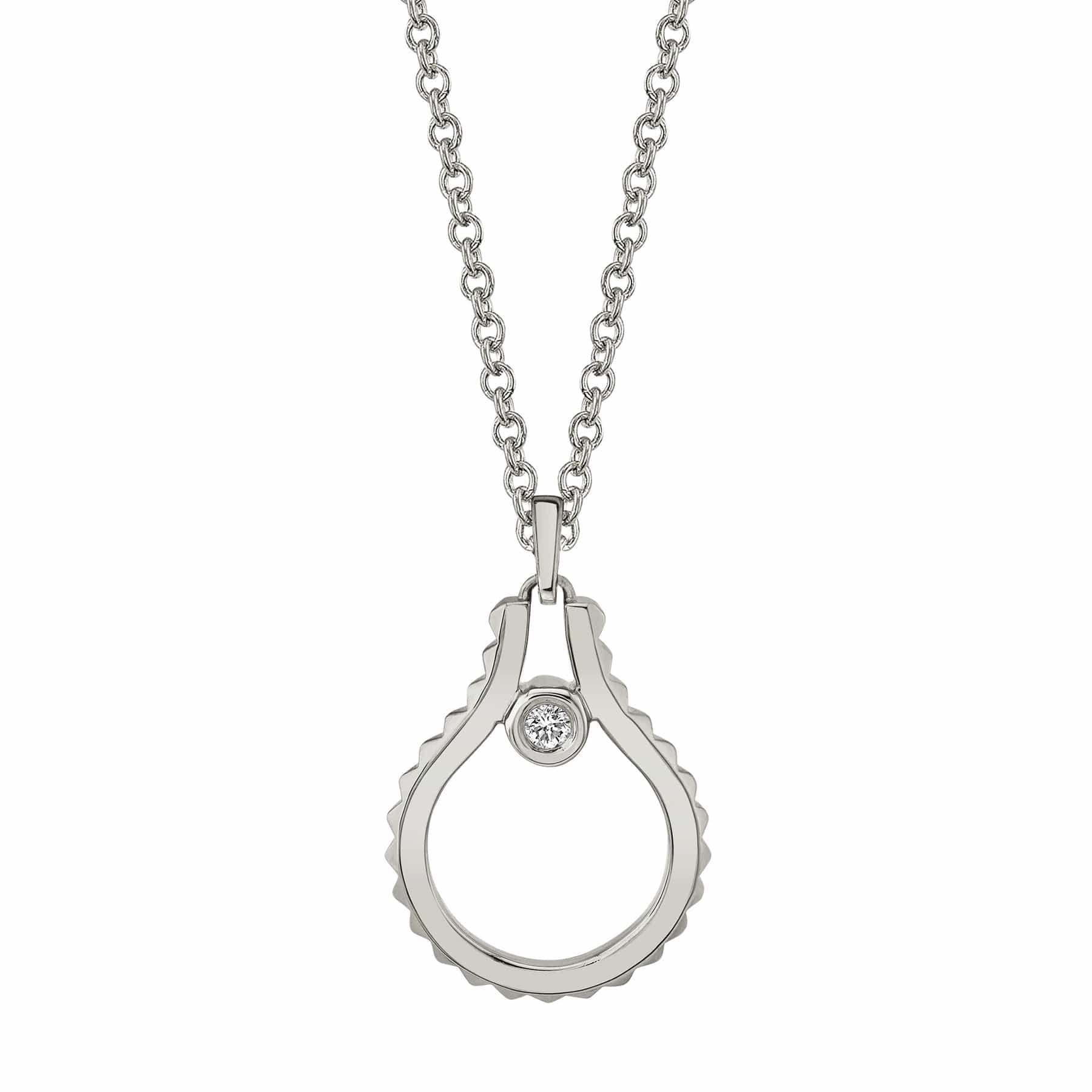 MICHAEL M Necklaces 14K White Gold Mini Signature MM Tetra Pendant P379WG