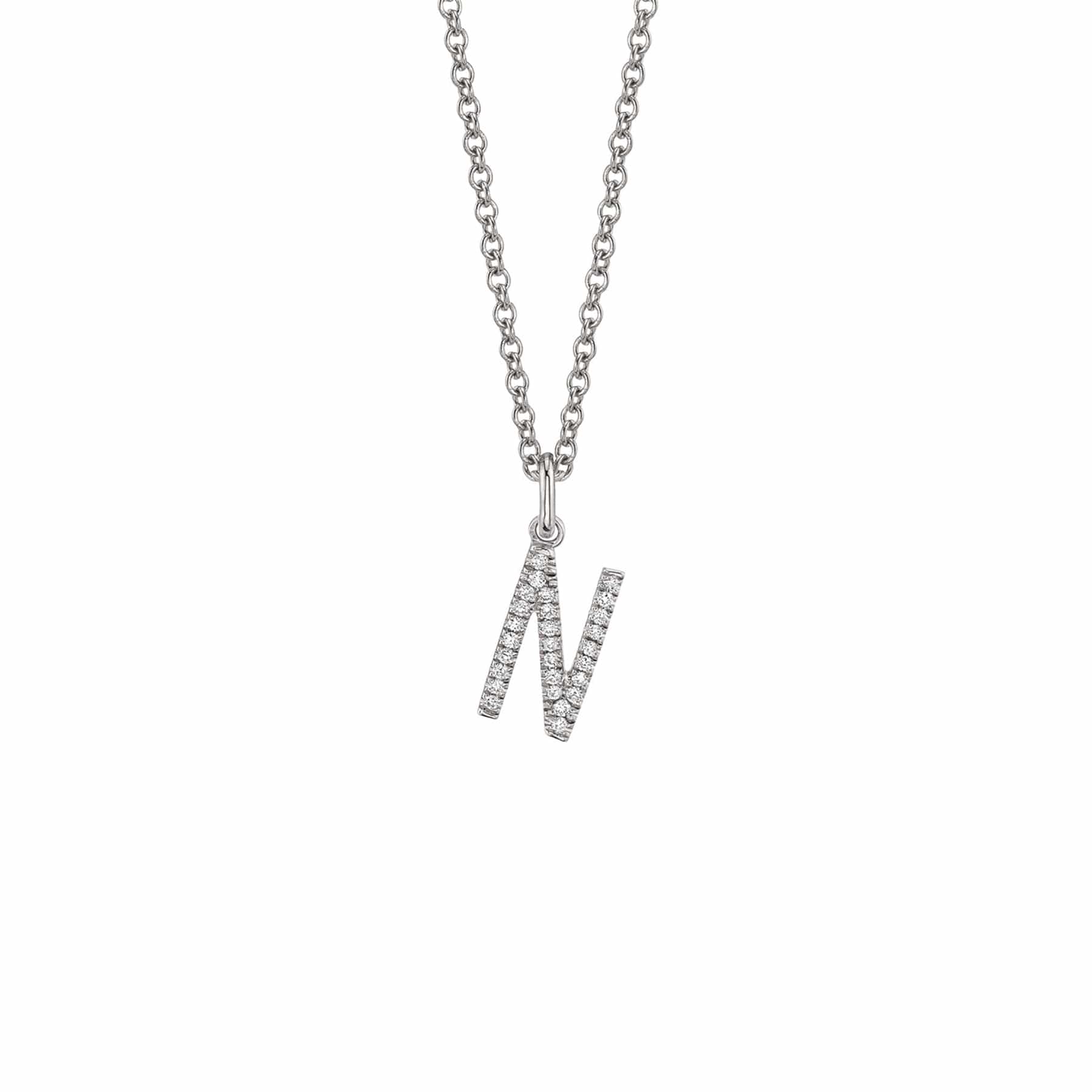 MICHAEL M Necklaces 14K White Gold / N Diamond Initial Pendant P141-WG-N