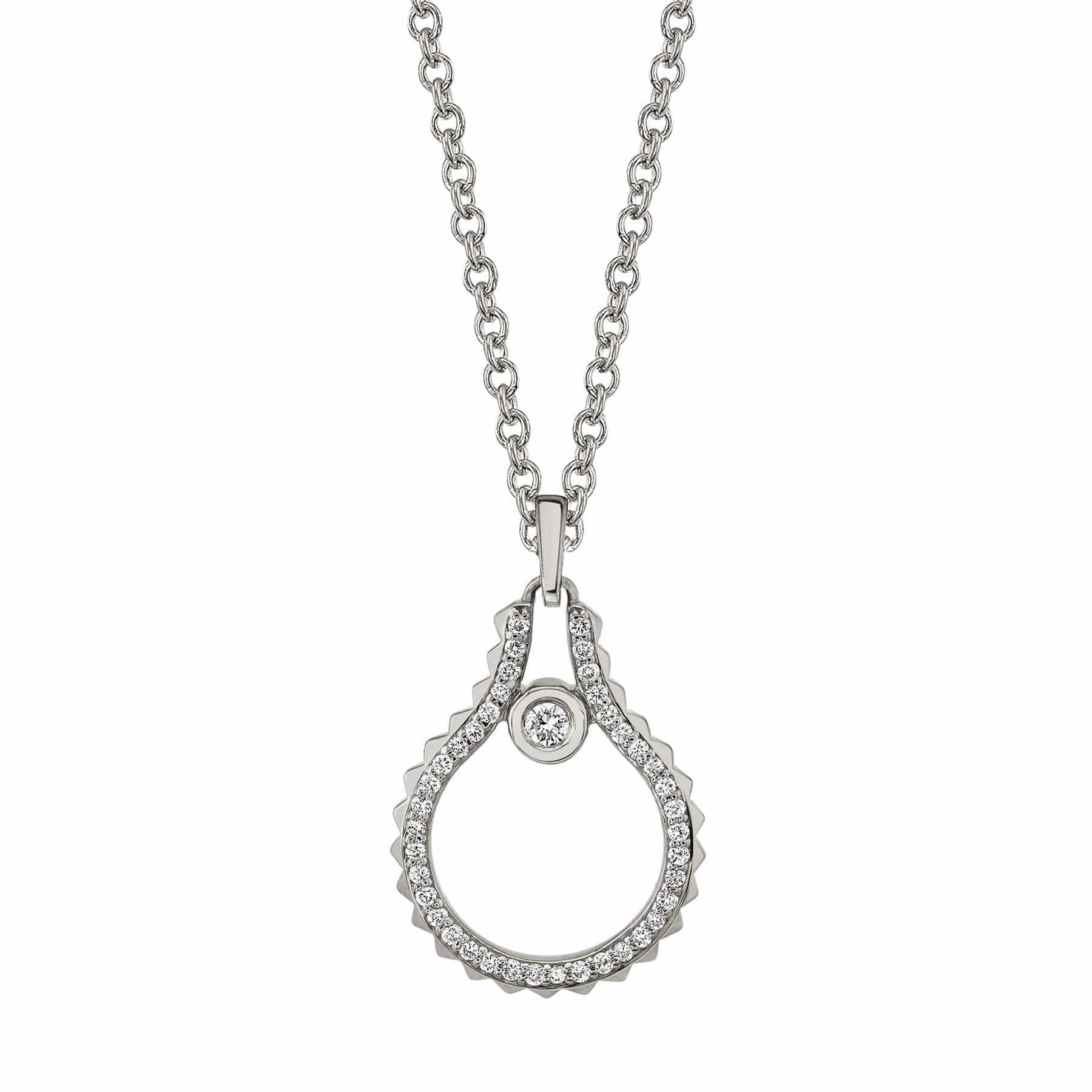 MICHAEL M Necklaces 14K White Gold Pavé Mini Signature MM Tetra Pendant P380WG
