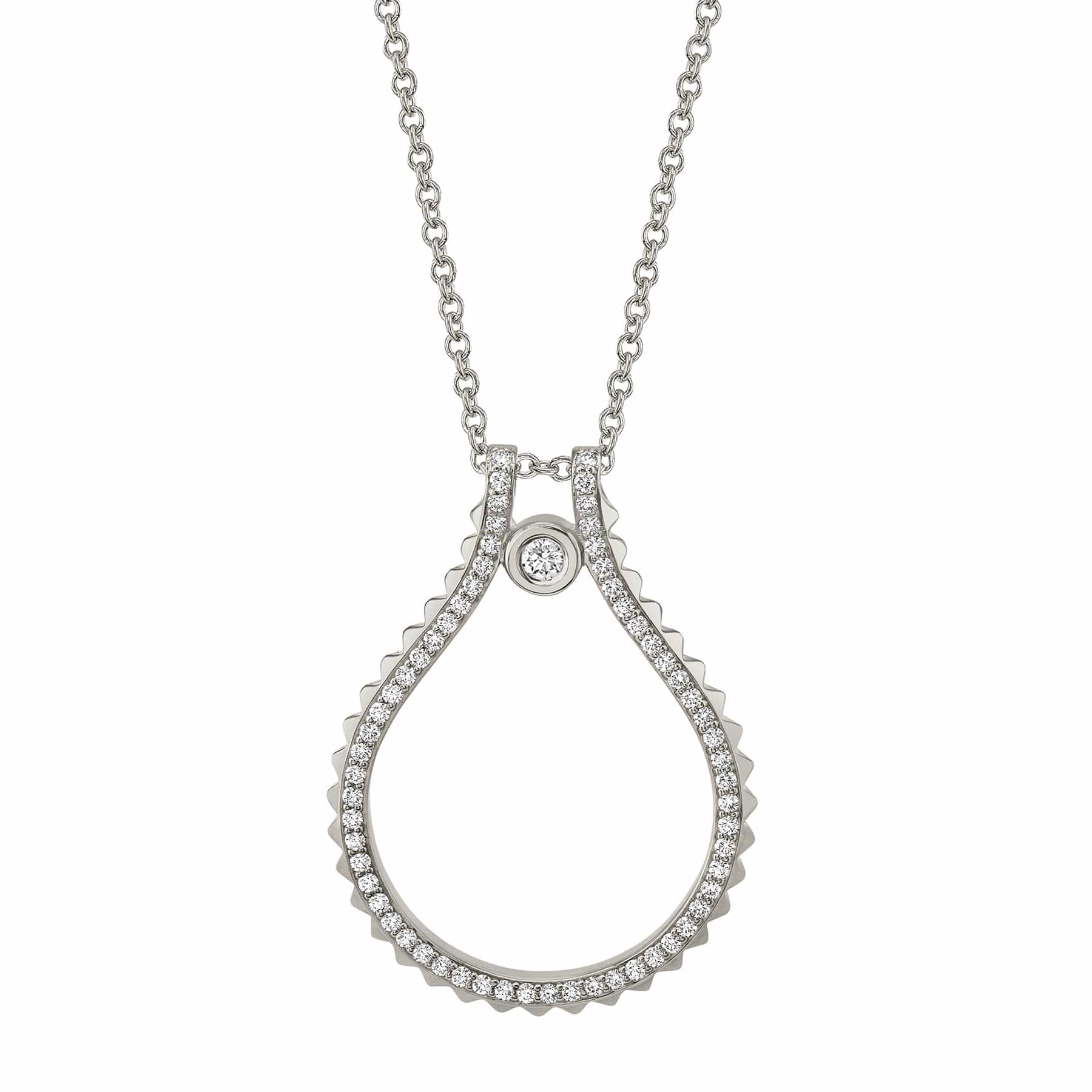 MICHAEL M Necklaces 14K White Gold Pavé Signature MM Tetra Pendant P373WG