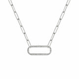 MICHAEL M Necklaces 14K White Gold Pave Singleton Necklace CN356WG