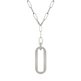 MICHAEL M Necklaces 14k White Gold Plain Longline Link Medallion Lariat CN518