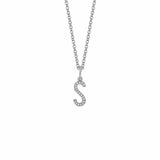 MICHAEL M Necklaces 14K White Gold / S Diamond Initial Pendant P141-WG-S