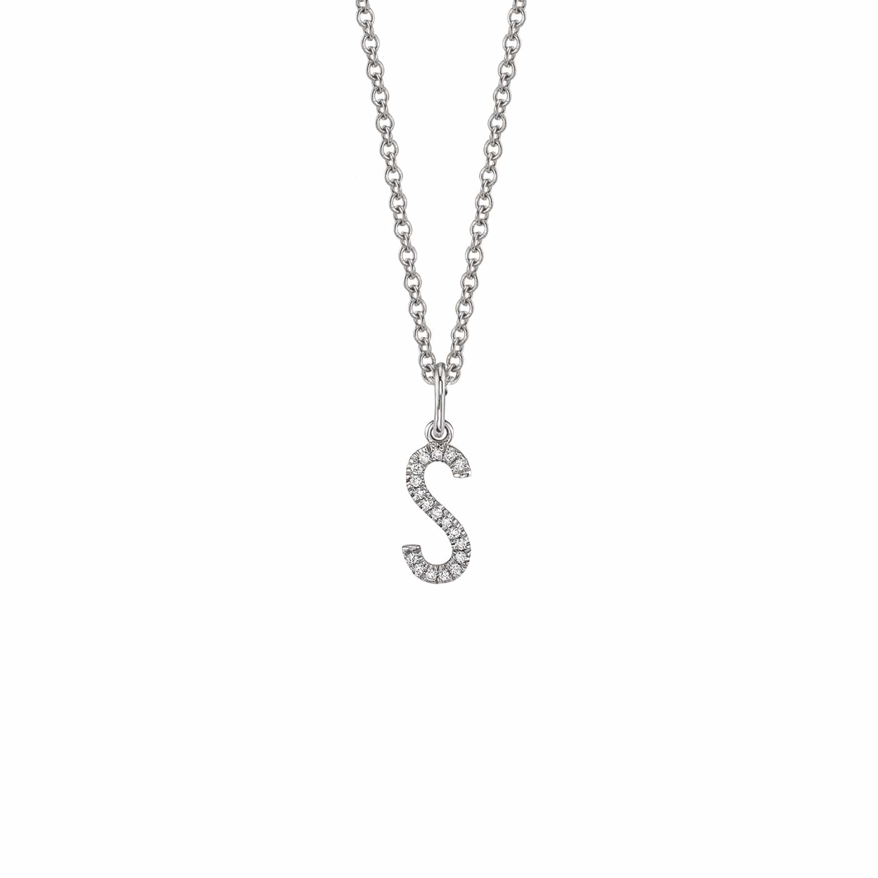 MICHAEL M Necklaces 14K White Gold / S Diamond Initial Pendant P141-WG-S