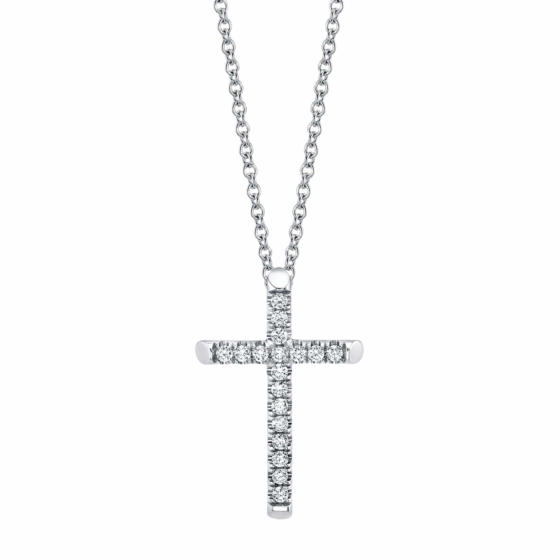 MICHAEL M Necklaces 14K White Gold Small Diamond Cross Pendant P139S-WG