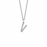 MICHAEL M Necklaces 14K White Gold / V Diamond Initial Pendant P141-WG-V